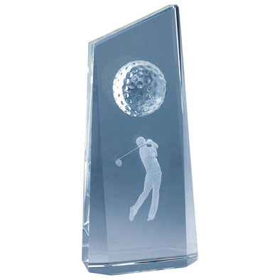 Wisdom Golf Crystal Award - With Silver Engraved Plate