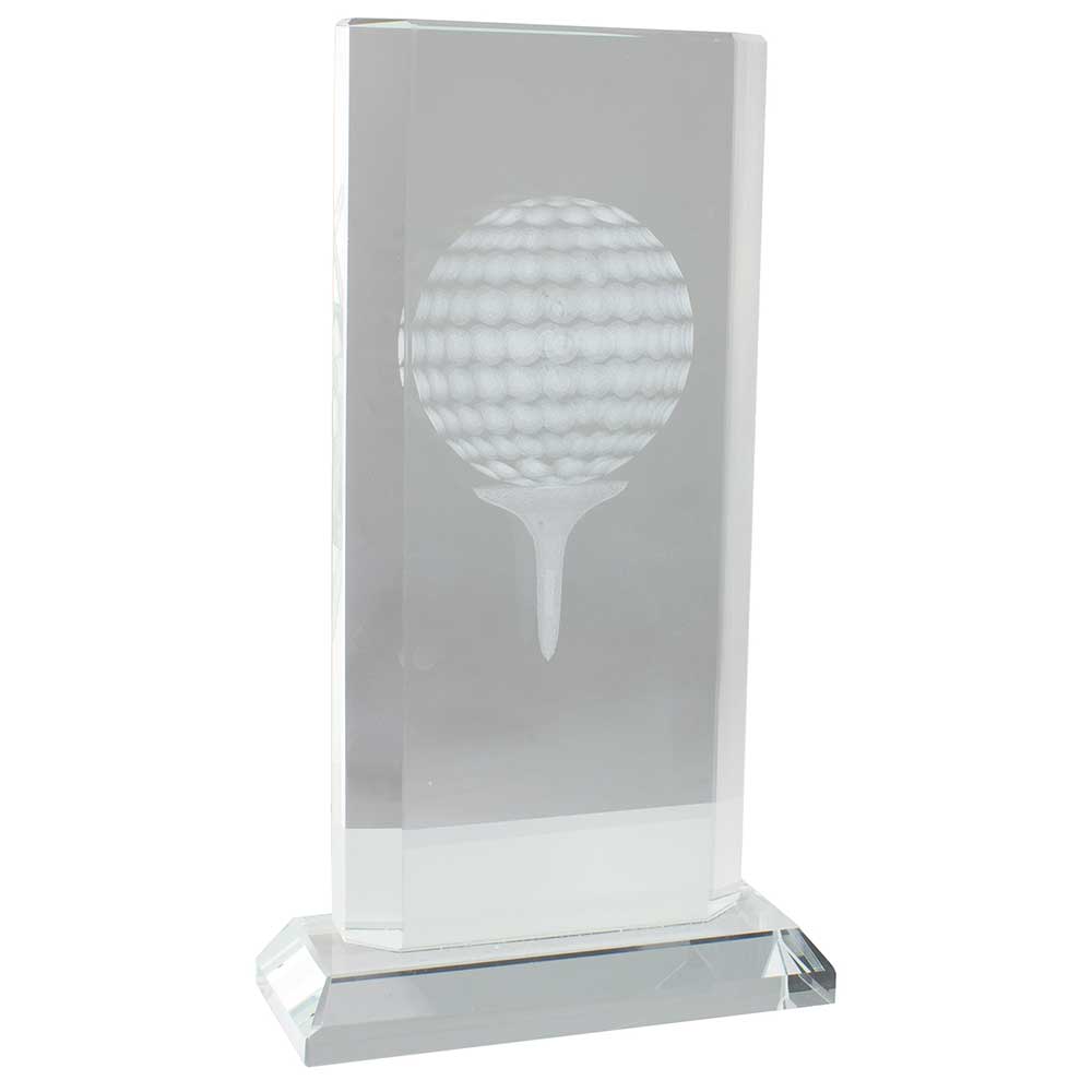 Motivation Golf Crystal Award - With Silver Engraved Plate