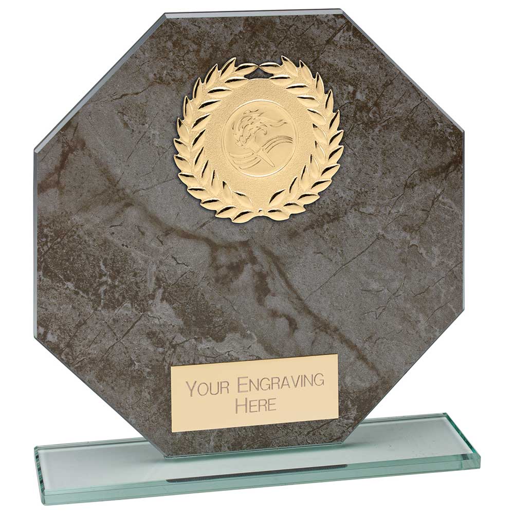 Quarry Marble-Effect Jade Glass Octagonal Multisport Award (Dark)