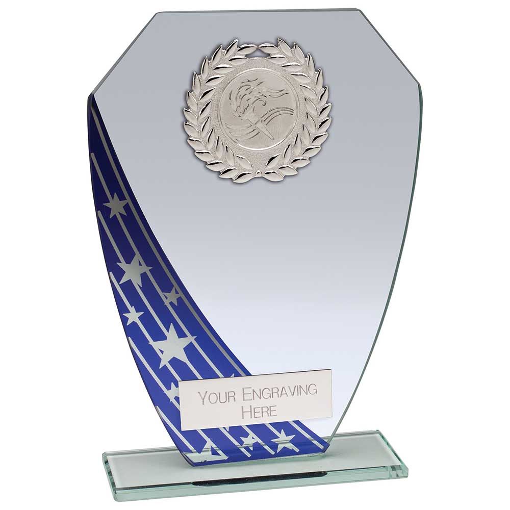 Starlight Hex Jade Glass Award - Blue