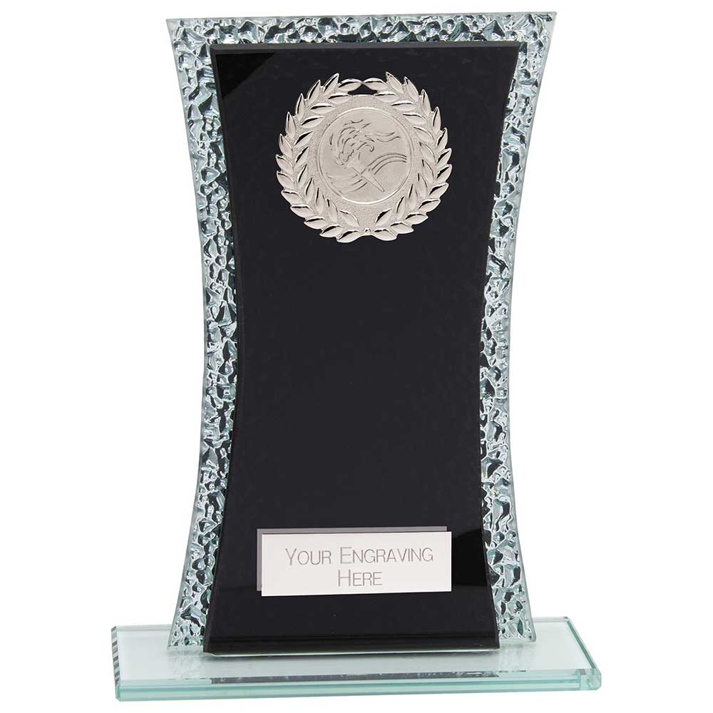 Eternal Multisport Glass Award - Black & Cracked Silver