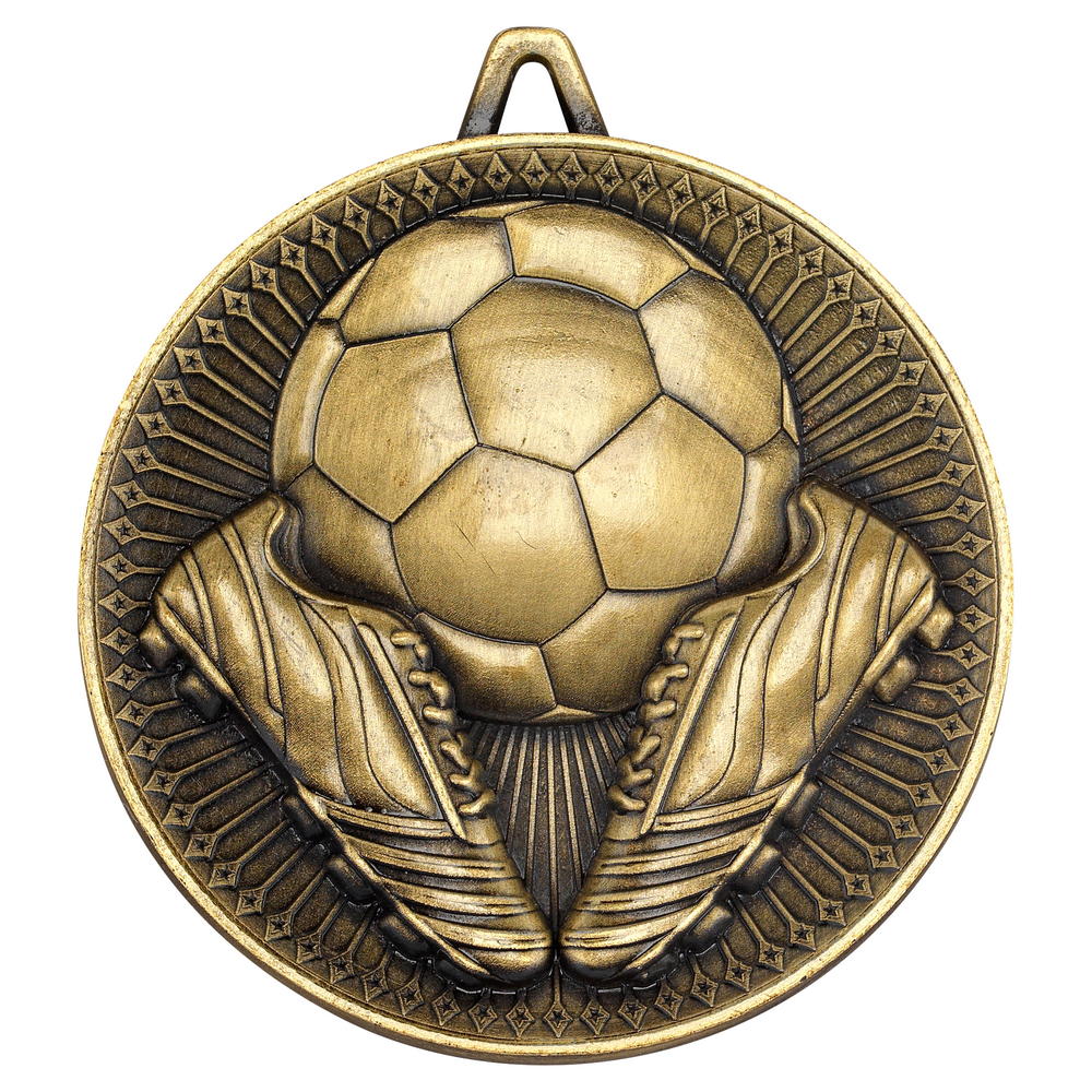 Football Deluxe Medal - Antique Gold 2.35in