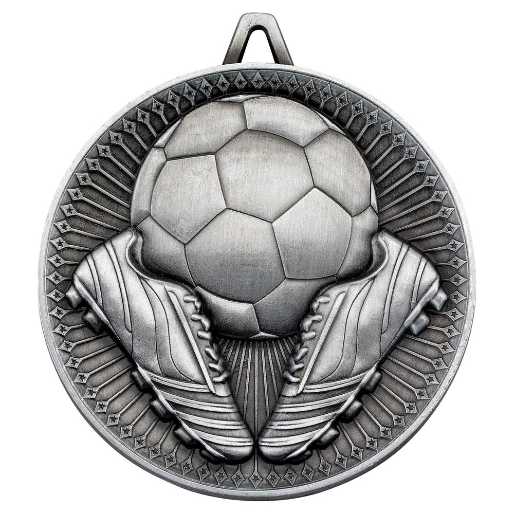 Football Deluxe Medal - Antique Silver 2.35in