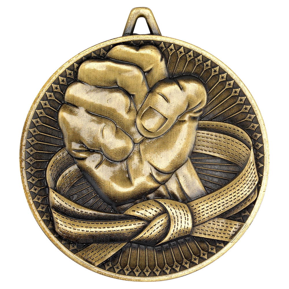 Martial Arts Deluxe Medal - Antique Gold 2.35in