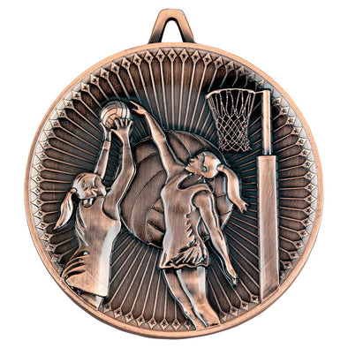 Netball Deluxe Medal - Bronze 2.35in