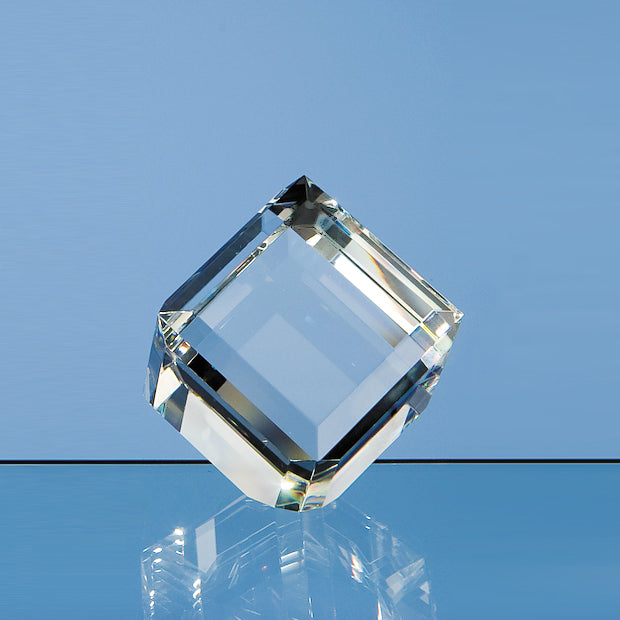 6cm Optical Crystal Bevel Edged Cube Paperweight