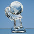 8cm Optical Crystal Globe on Mounted Hand Award