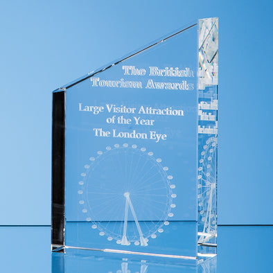 20cm Optical Crystal Diagonal Slope Award (Subsurface Etched)