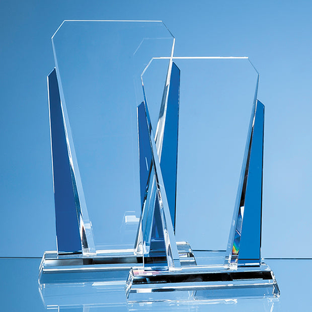 Clear & Sapphire Blue Optical Crystal Sentinel Award