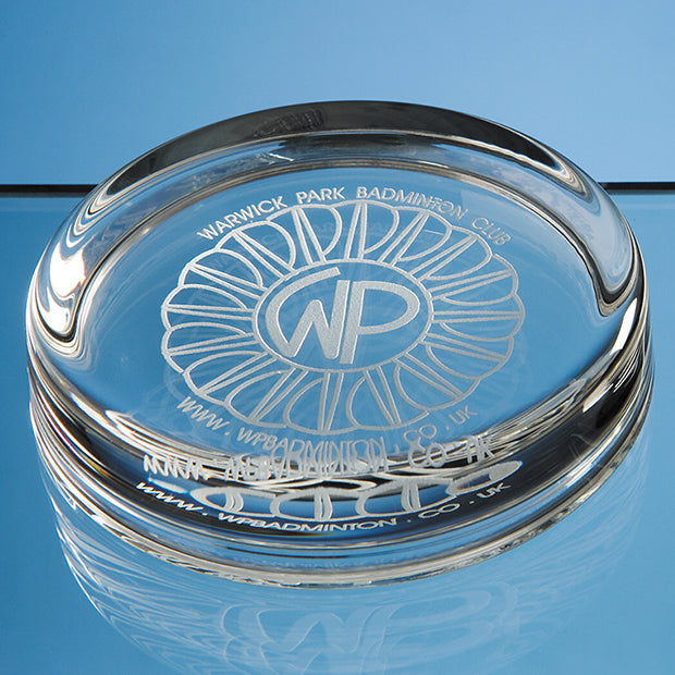 Engraved Round Glass Paperweight