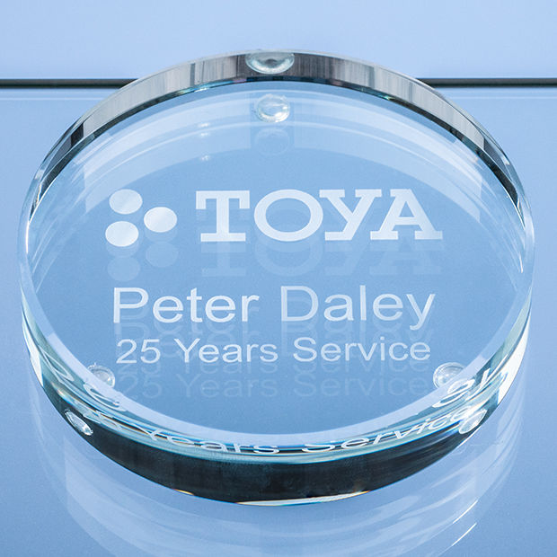 9cm x 18mm Clear Glass Round Paperweight