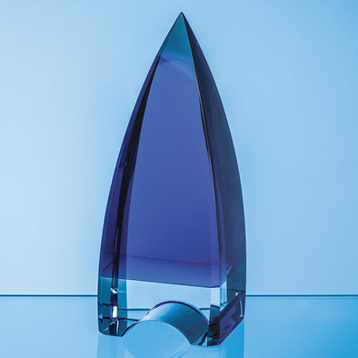 20.5cm Cobalt Blue & Clear Optical Crystal Pinnacle Award