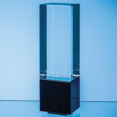 22cm Clear & Onyx Black Optical Crystal Berkley Column Award