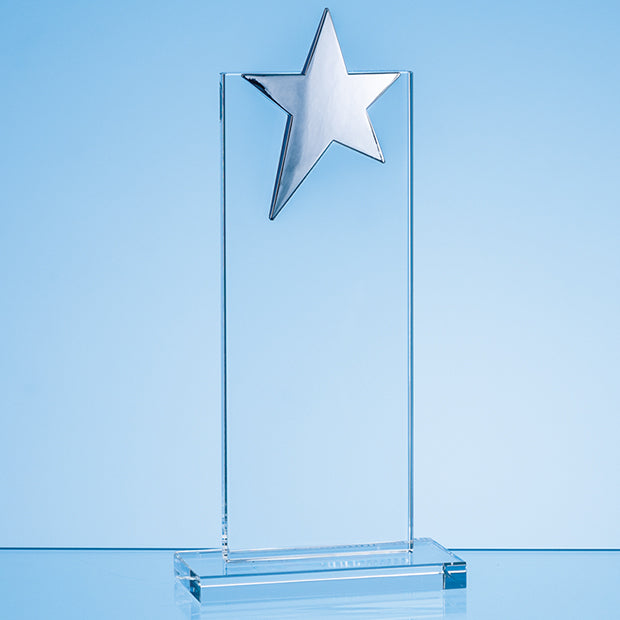 Crystal Mounted Rectangle with Silver Star Award