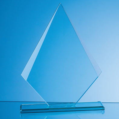21cm x 14.5cm x 12mm Jade Glass Facetted Diamond Award