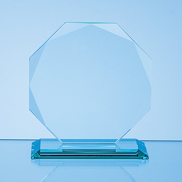 Engraved Jade Glass Facetted Octagon Award