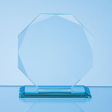 11.5cm x 11.5cm x 10mm Jade Glass Facetted Octagon Award
