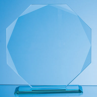 19cm x 19cm x 10mm Jade Glass Facetted Octagon Award