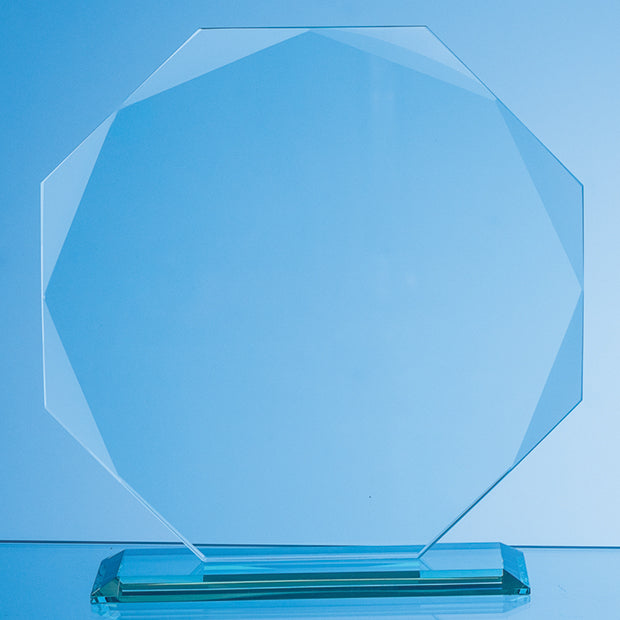 Engraved Jade Glass Facetted Octagon Award