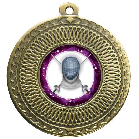 Fencing Bronze Swirl 50mm Medal