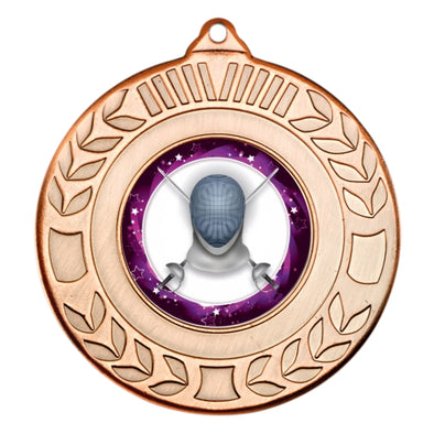 Fencing Bronze Laurel 50mm Medal