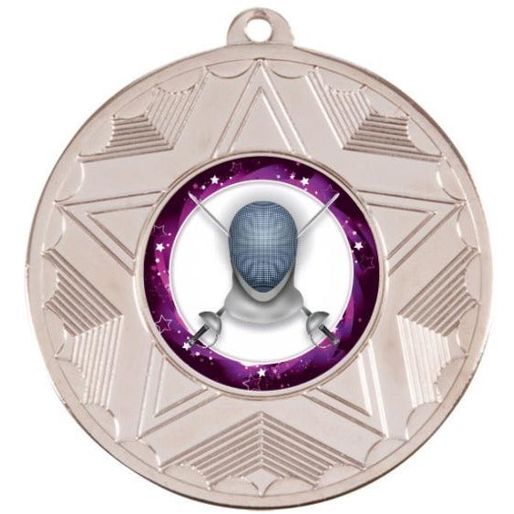Fencing Silver Star 50mm Medal