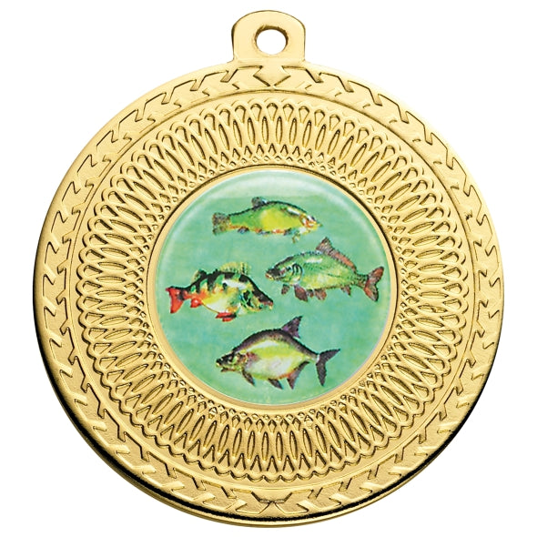 Fresh Water Fishing Gold Swirl 50mm Medal