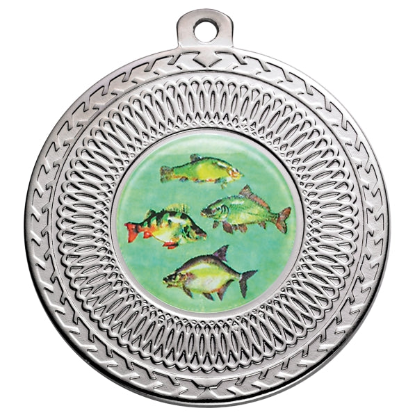 Fresh Water Fishing Silver Swirl 50mm Medal