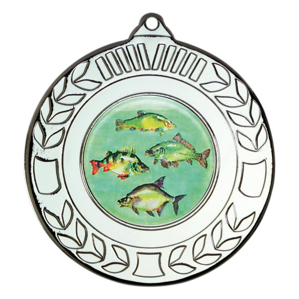 Fresh Water Fishing Silver Laurel 50mm Medal