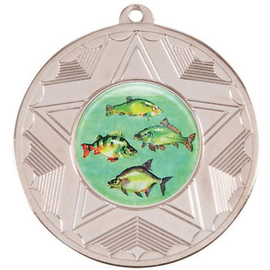 Fresh Water Fishing Silver Star 50mm Medal