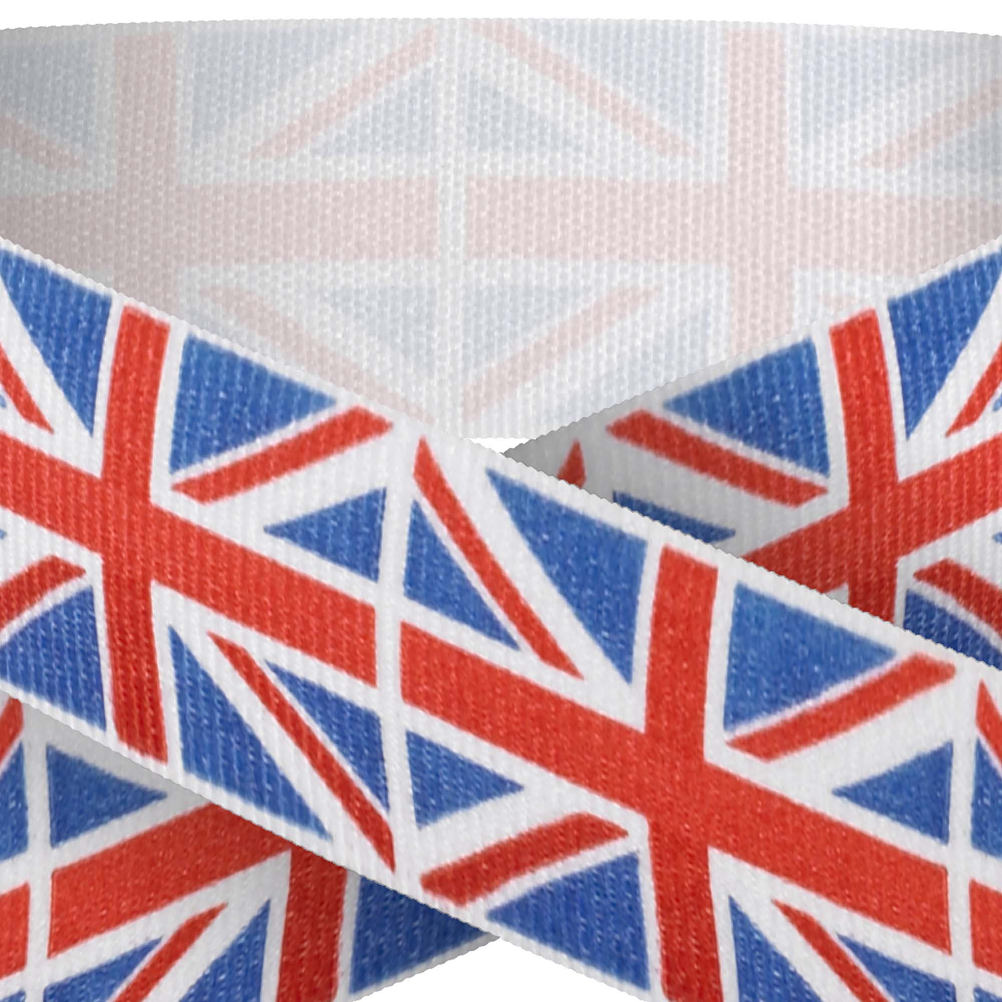 Union Jack Printed 22mm Wide Ribbon And Clip