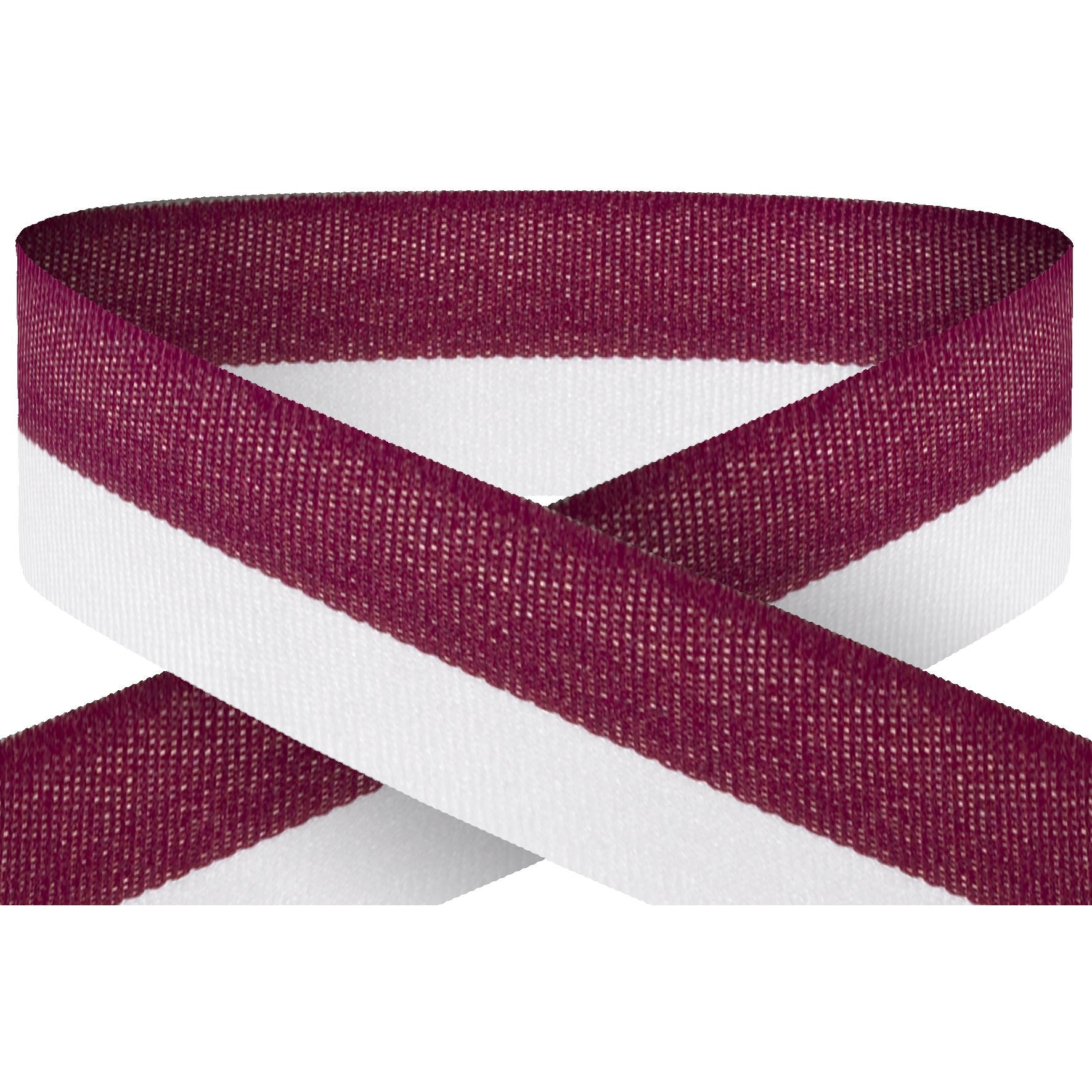 Maroon And White 22mm Wide Ribbon And Clip