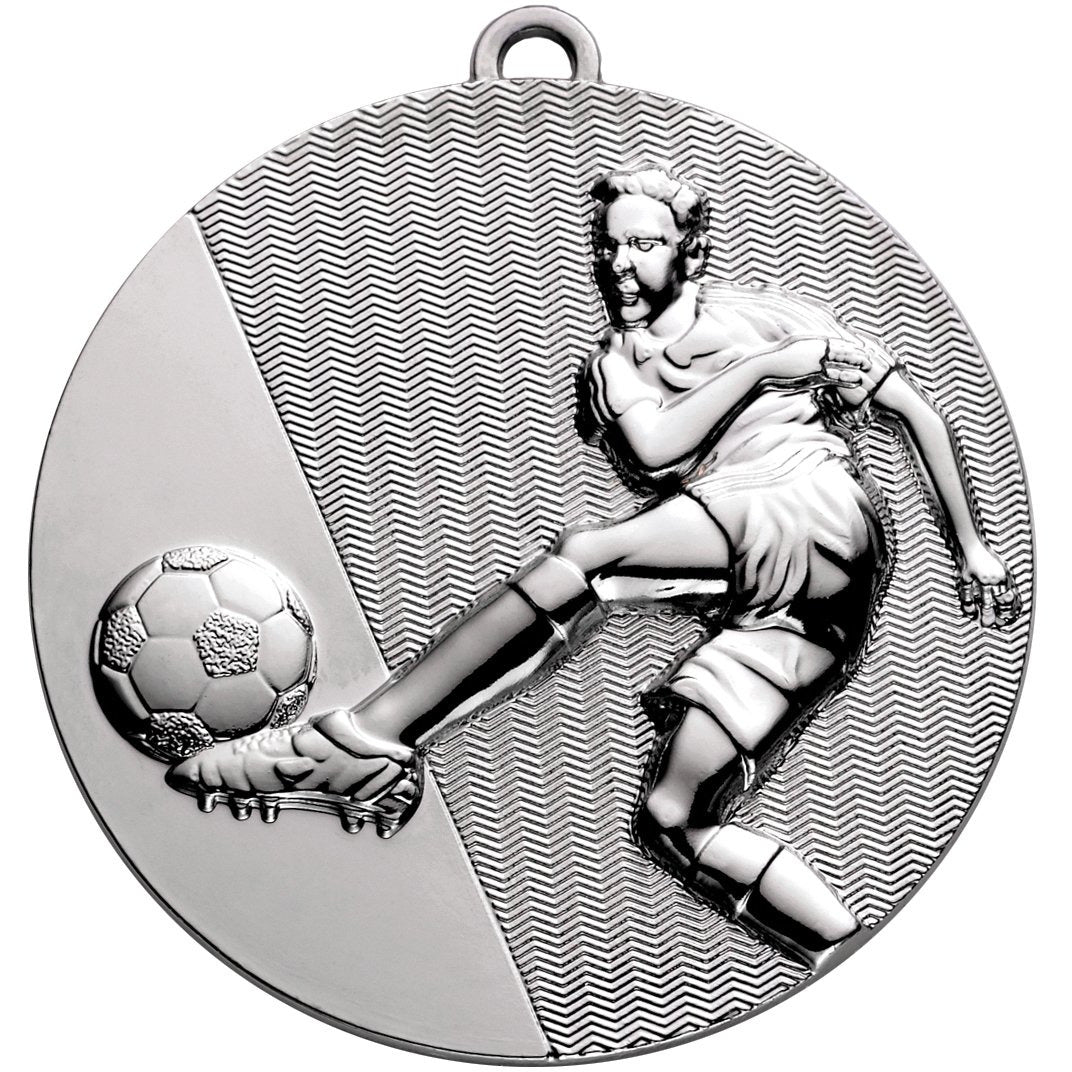 Football Kick Medal 50mm Silver
