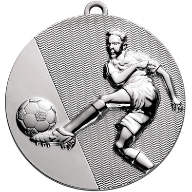 Football Kick Medal 50mm Silver