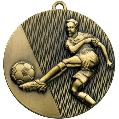 Football Kick Medal 50mm Bronze
