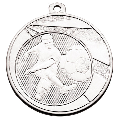 Metal 50mm Silver Football Medal