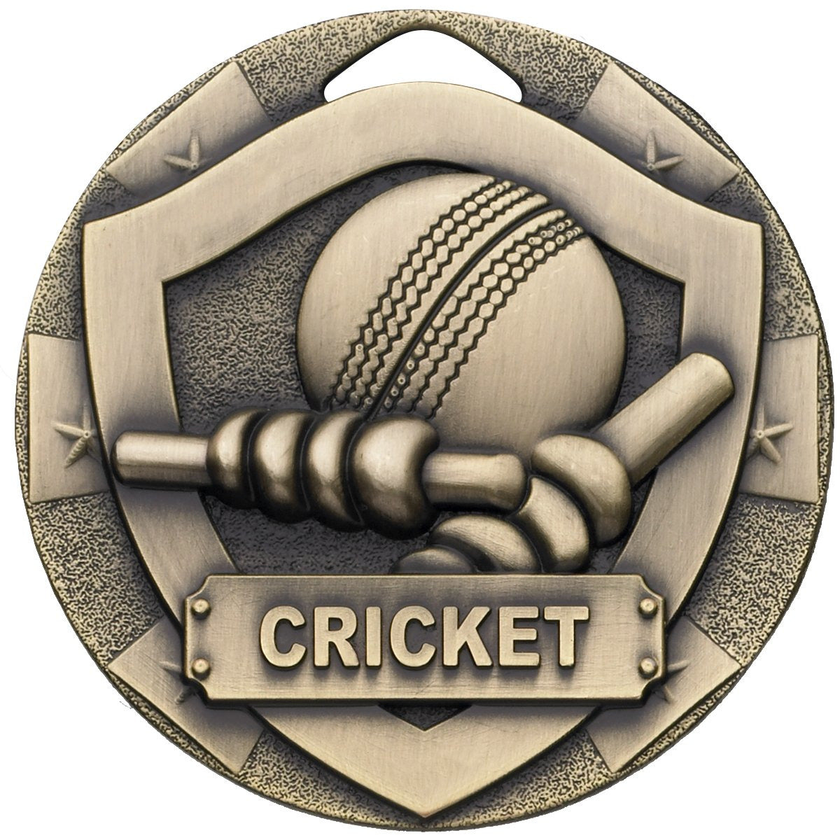 Cricket Mini Shield Medal 50mm Bronze