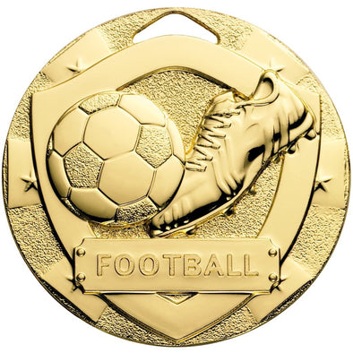 Football Mini Shield Medal 50mm Gold