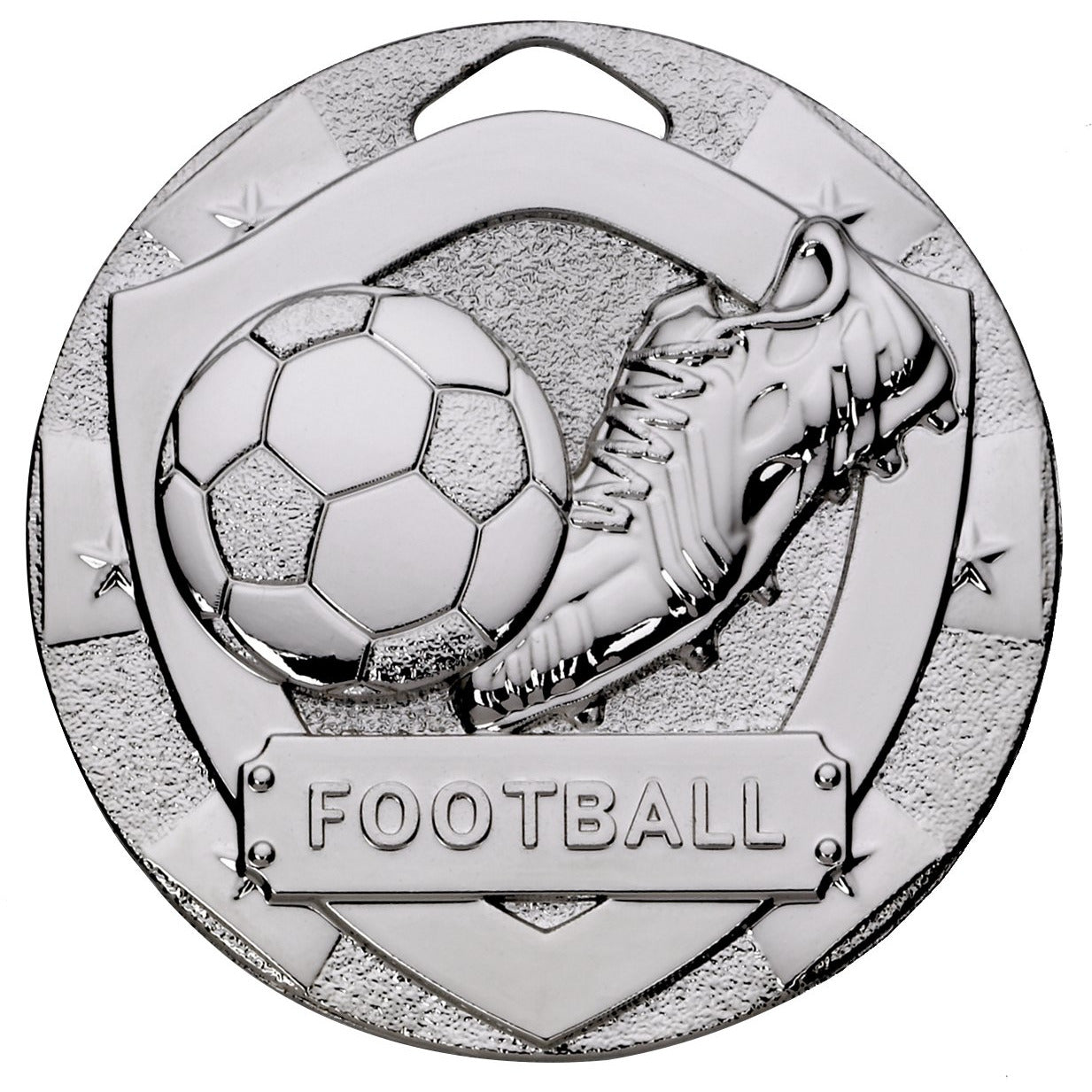 Football Mini Shield Medal 50mm Silver