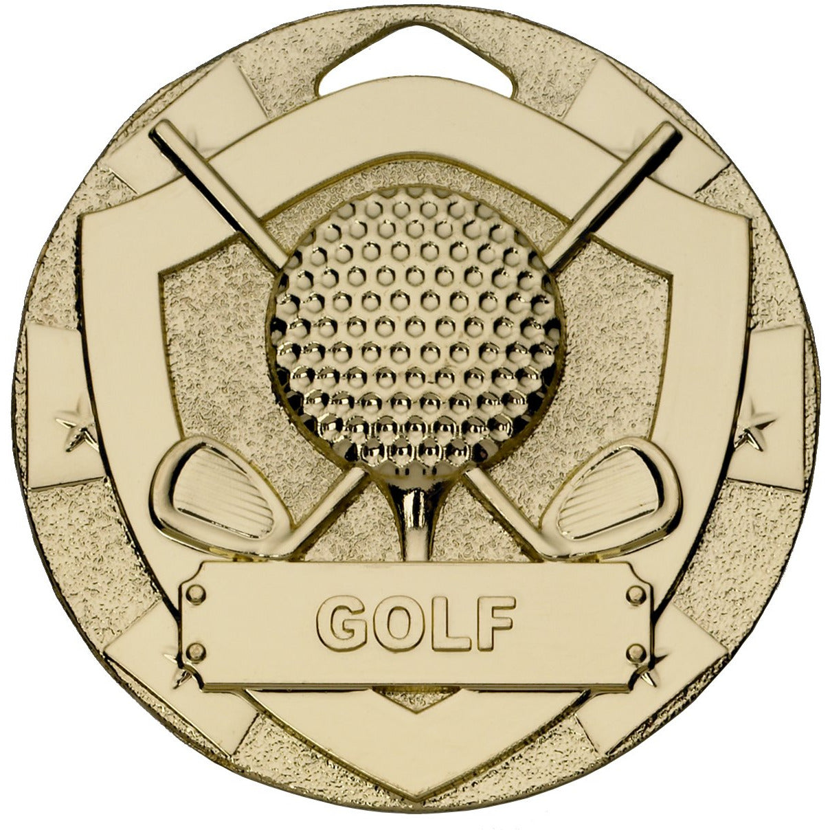 Golf Mini Shield Medal 50mm Gold