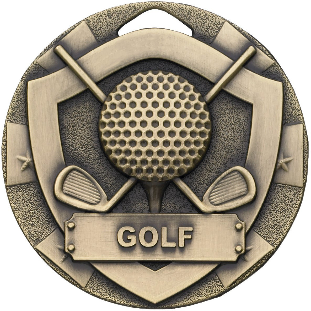 Golf Mini Shield Medal 50mm Bronze