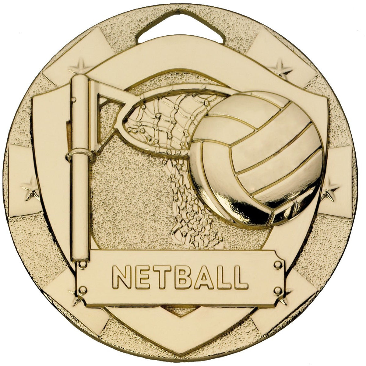 Netball Mini Shield Medal 50mm Gold