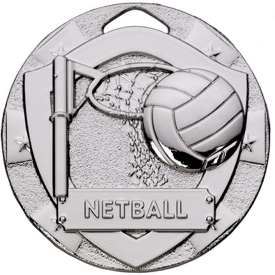 Netball Mini Shield Medal 50mm Silver