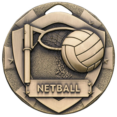 Netball Mini Shield Medal 50mm Bronze