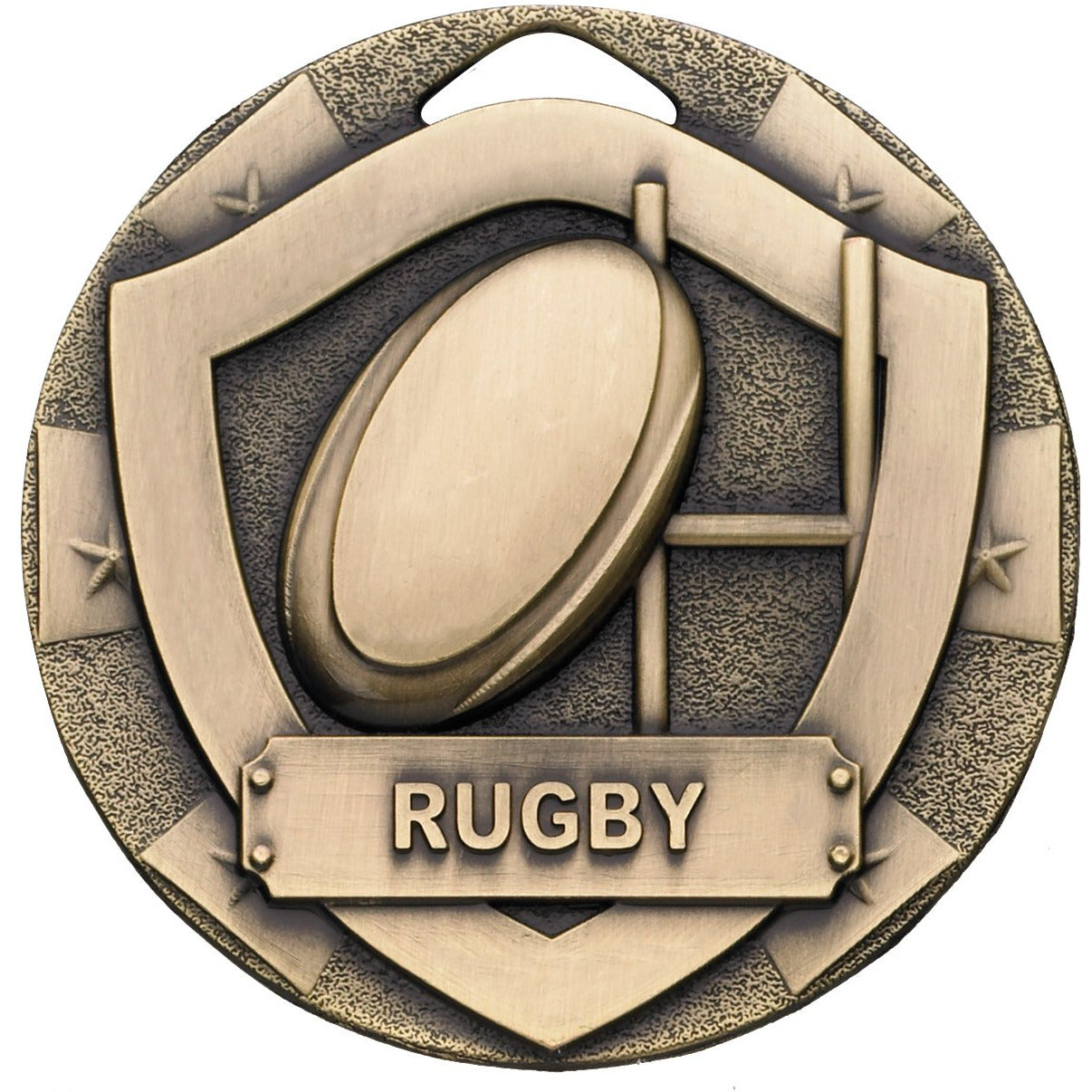 Rugby Mini Shield Medal 50mm Bronze