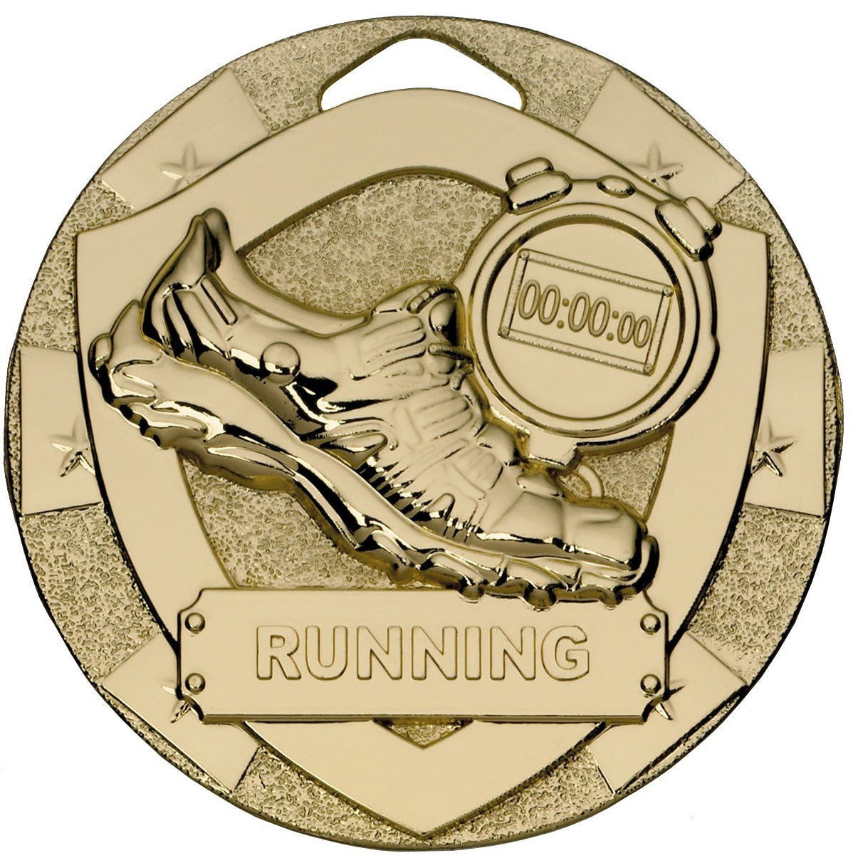 Running Mini Shield Medal 50mm Gold