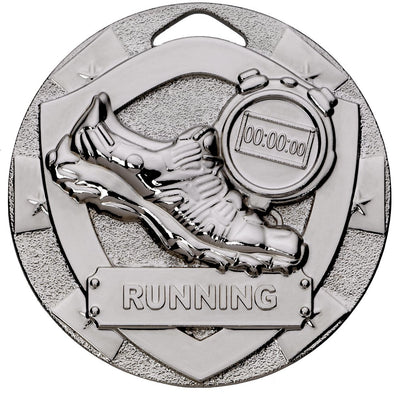 Running Mini Shield Medal 50mm Silver