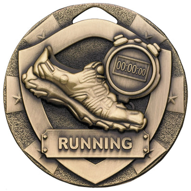 Running Mini Shield Medal 50mm Bronze