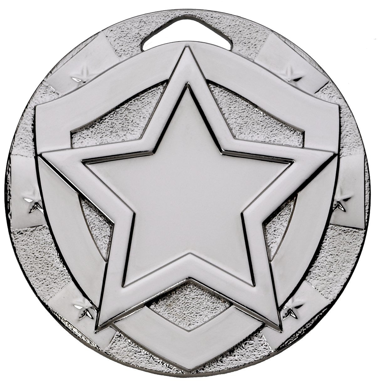 Star Mini Shield Medal 50mm Silver