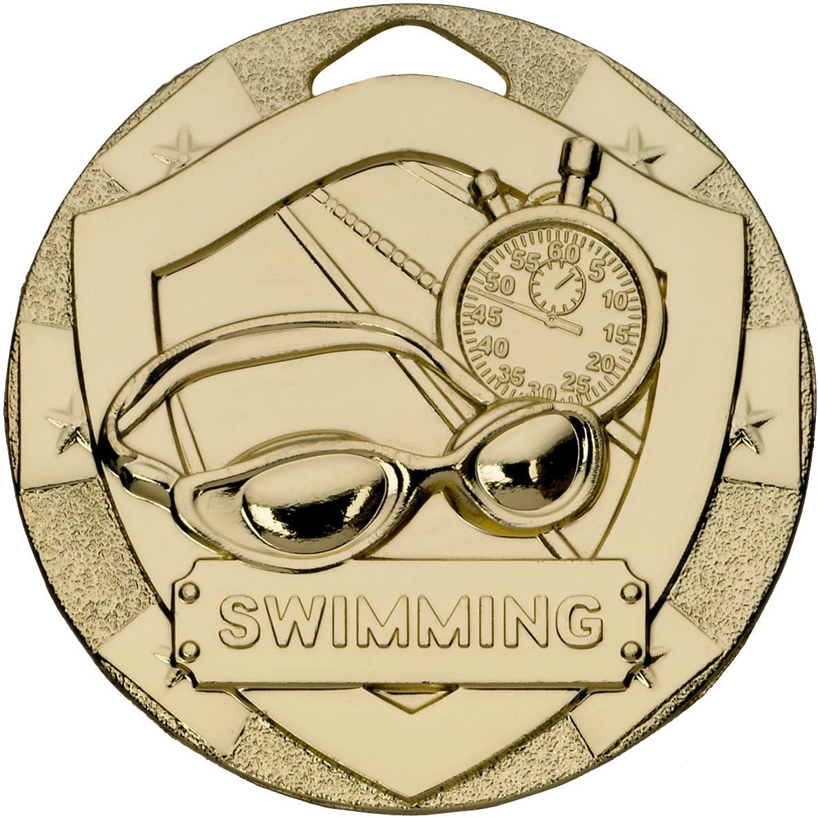 Swimming Mini Shield Medal 50mm Gold